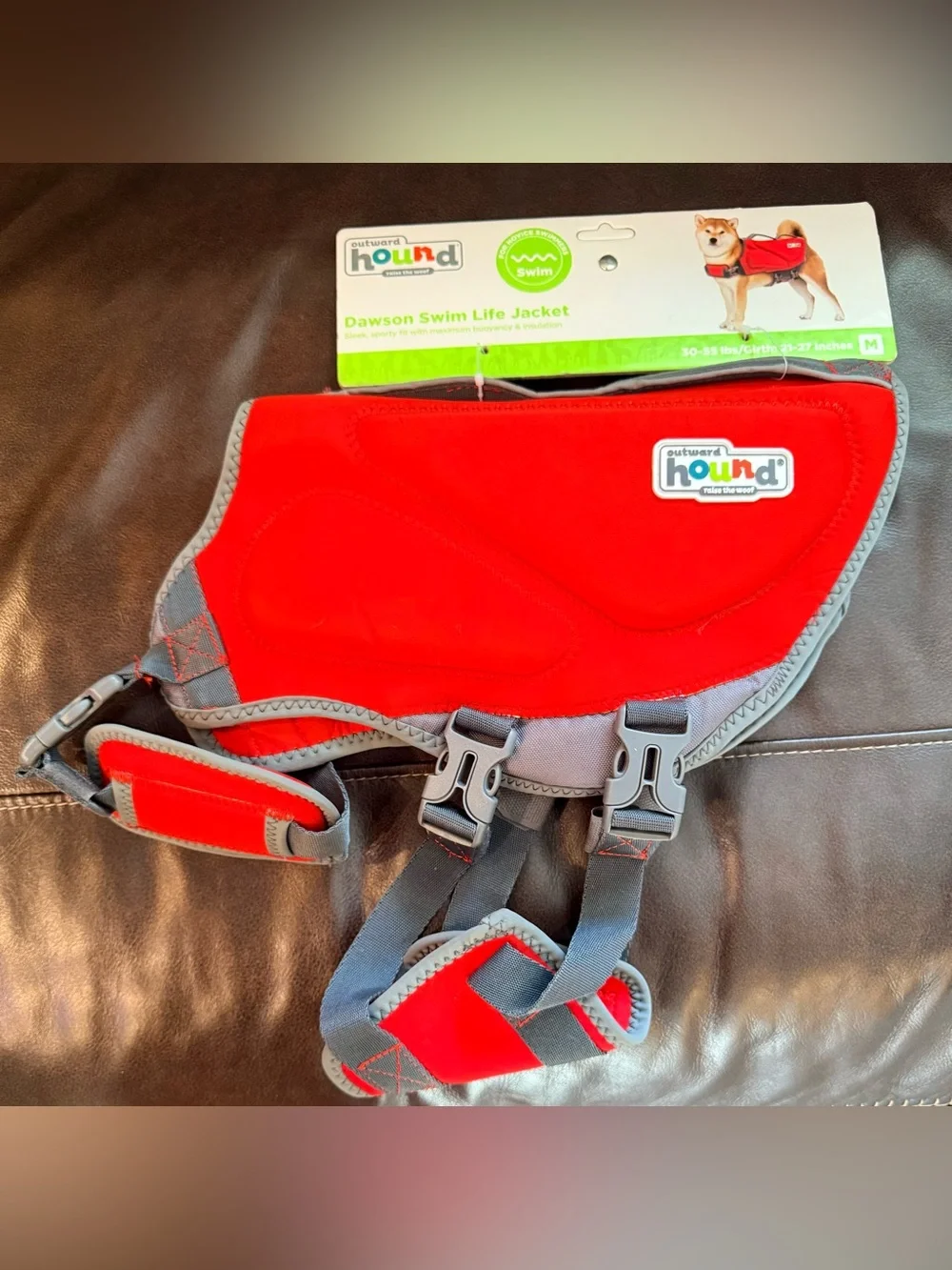 Outward Hound Red Dog Swim Life Jacket with Gray Trim NWT